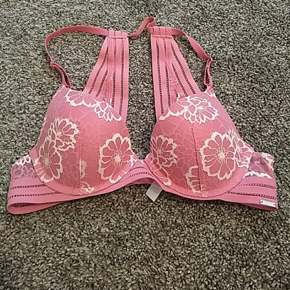 PINK - Floral Lace Bra